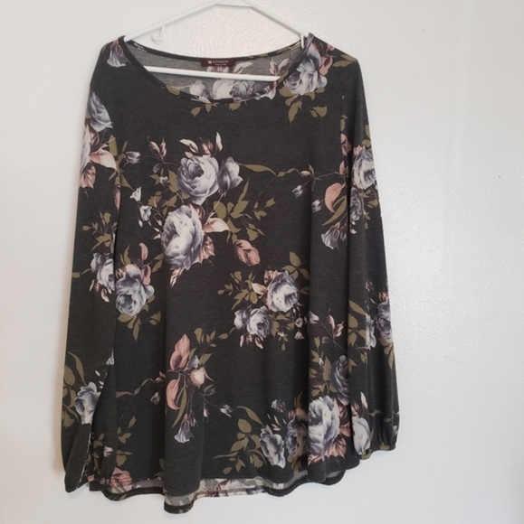 Bom Bom Soft Floral Tunic XL Grey Blue Pink - Picture 1 of 6